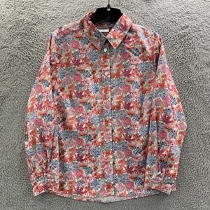 COTSWOLD Blouse Womens Size 14 Top Floral Art To Wear Pink White